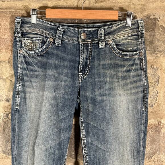 Silver Jeans Suki Bootcut Bling Flap Pockets Y2K Rhinestone Embellished 30/31 - Picture 5 of 16